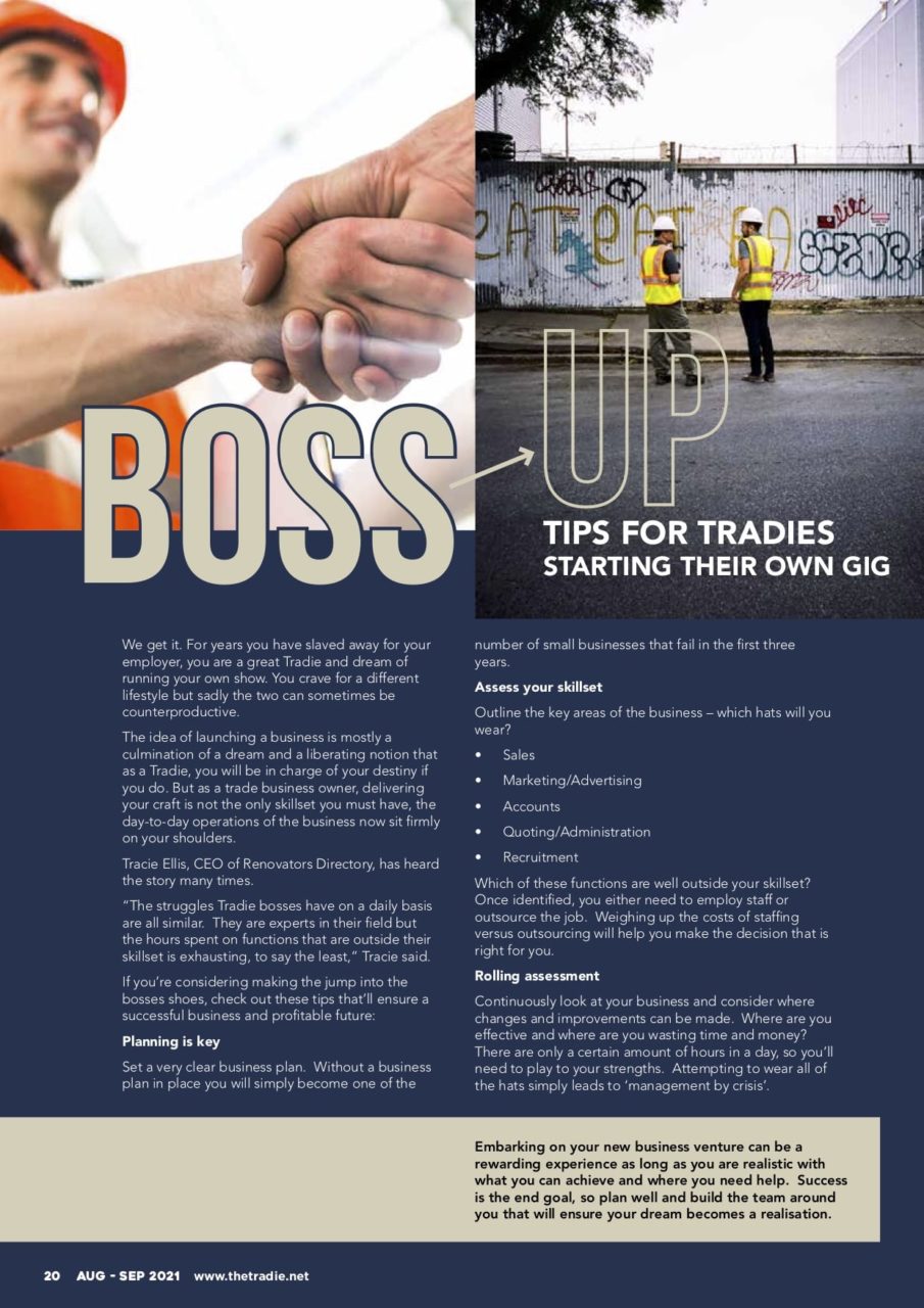 Boss Up Tip For Tradies Starting Their Own Gig
